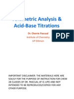 Volumetric Analysis & Acid-Base Titrations: Dr. Cherrie Pascual Institute of Chemistry UP Diliman