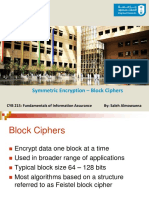 Symmetric Encryption - Block Ciphers: CYB 215: Fundamentals of Information Assurance By: Saleh Almowuena