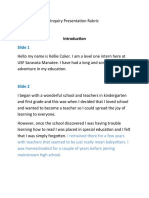 Inquiry Presentation Rubric