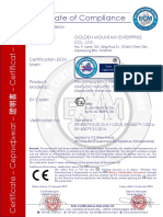 Certificate of Compliance: Certificate's Holder: Golden Mountain Enterprise CO., LTD