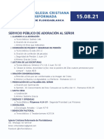 Servicio Público de Adoración Al Señor - Agosto 15 2021