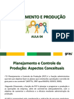 Planejamento e Produção - Aula 04