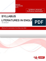 CAPE Literatures in English Syllabus With Specimen Papers 2017 May 16