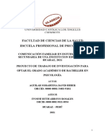 Comunicación Familiar en Estudiantes de Secundaria de Una Institucion Educativa J Huaraz J 2021