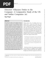 Directors Fiduciary Duty To A Company (India)