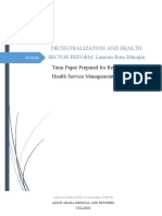 Decentralization and Health SECTOR REFORM: Lessons From Ethiopia