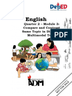 English: Quarter 2 - Module 3: Compare and Contrast Same Topic in Different Multimodal Texts