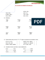 Multiplicacion de Numeros Decimales para Cuarto de Primaria