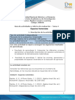 Algebra Lineal Guía de Actividades y Rúbrica de Evaluación - Unidad 3 - Tarea 4 - Espacios Vectoriales