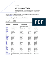 List of English Irregular Verbs