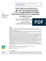 Critical Success Factors in Public-Private Partnerships (PPPS) On A Ffordable Housing Schemes Delivery in Tanzania