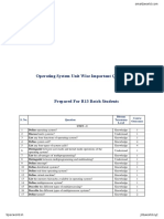 Operating System Unit Wise Important Questions: S. No. Blooms Taxonomy Level Course Outcomes