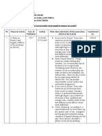 Table of Literature Review Assignment