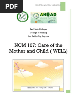 NCM 107: Care of The Mother and Child (WELL) : San Pablo Colleges College of Nursing San Pablo City, Laguna