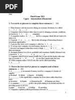 Final Exam - Upper Intermediate Financial