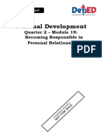 Personal Development: Quarter 2 - Module 19: Becoming Responsible in Personal Relationships