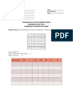 Midterm Activity - Frequency Distribution Table - Measures of Central Tendency and Location