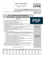 412 - Profissional Nível Suporte I: Ensino Médio - Atividade: Administrativa