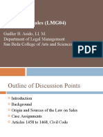 The Law On Sales (LMG04) : Guiller B. Asido, Ll. M. Department of Legal Management San Beda College of Arts and Sciences