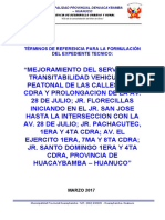 TÉRMINOS DE REFERENCIA PARA LA FORMULACIÓN DEL EXPEDIENTE TECNICO de Todas Las Calles Hucaybamba