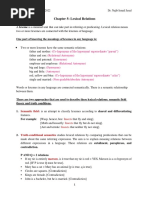 Chapter 5 Lexical Relations - NOTES