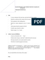 Structure For Research Project and Thesis For Post Graduate Students 1. Structure of Research Proposal A) Title Page To Include