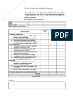 EVALUATION OF INTERNAL QMS AUDITOR PERFORMANCE - Template