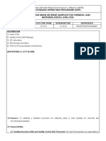 Standard Operating Procedure (Sop) Collecting Swab or Rinse Samples For Chemical and Microbiological Analysis