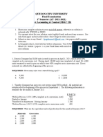 Quezon City University Final Examination 1 Semester (AY-2021-2022) Cost Accounting & Control (SBAC 2D)