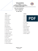 List of Students Grade-9 Sagittarius SY 2021-2022