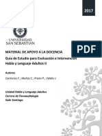 Guia de Estudio para Evaluacion e Intervencion Habla y Lenguaje Adultos II Fono