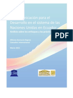 La Comunicación para El Desarrollo en El Sistema de Las Naciones Unidas en Ecuador