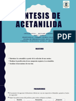 Síntesis de Acetanilida: Universidad de Tarapacá Facultad de Ciencias Departamento de Química