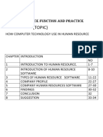 (Topic) : Human Resource Function and Practice