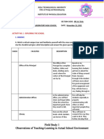 Field Study 1 Observations of Teaching-Learning in Actual School Environment