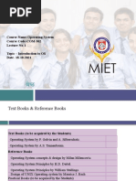 Course Name-Operating System Course Code-COM-302 Lecture No-1 Topic - Introduction To OS Date-18-10-2021