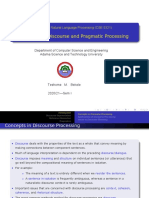 Discourse and Pragmatic Processing: Introduction To Natural Language Processing (CSE 5321)