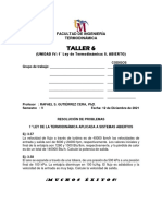 Taller 6, 1° Ley de La Termodinámica, S. ABIERTO