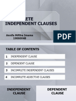 Grammar Incomplete Indpendent Clause