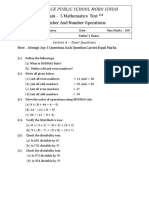 Class - 5 Mathematics Test Number and Number Operations