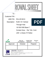 To Customer P/N Ude P/N Description RVJ-ZZ-0013 RJ45 1X1 Vertical Through Hole