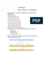 List of Programs Subject Code: PCS-307 Subject: OOP Using C++ Programming Lab