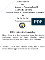 Subject Name: Pharmacology II, Subject Code: BP 503T Unit II Chapter-4: Plasma Volume Expanders by Dr. Varsha Raj