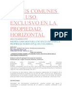 Bienes Comunes para Uso Exclusvo en La Propiedad Horizontal