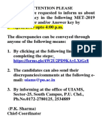 PU MET 2019 Question Paper