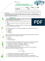 Evaluación de Ciencias Naturales Movimientos y Las Plantas