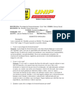 Exercício Unidade 1 - Psicologia Do Desenvolvimento Ciclo Vital