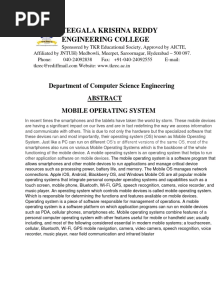 Teegala Krishna Reddy Engineering College: Department of Computer Science Engineering Mobile Operating System