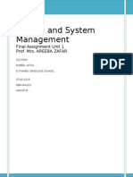 Quality and System Management: Final Assignment Unit 1 Prof. Mrs. Areeba Zafar