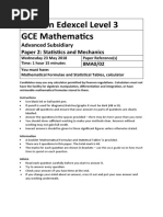 Pearson Edexcel Level 3 GCE Mathematics: Advanced Subsidiary Paper 2: Statistics and Mechanics